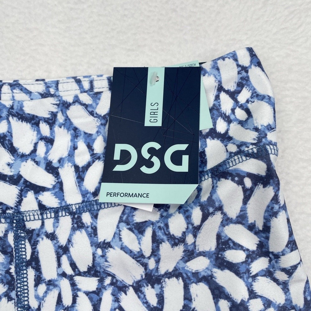 DSG Youth Girls 3" Performance Shorts Size Large Blue White Mid Rise - Picture 3 of 7